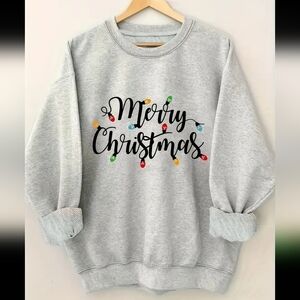 NEW! Round Neck Sweater with Merry Christmas Print Sz XXL